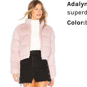 Revolve superdown zip up winter puffer jacket in blush